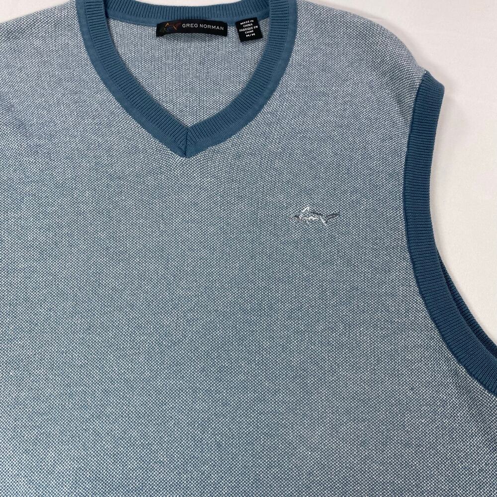 Greg Norman Cotton Sweater Vest Men’s M Blue – Classic Golfcore Style